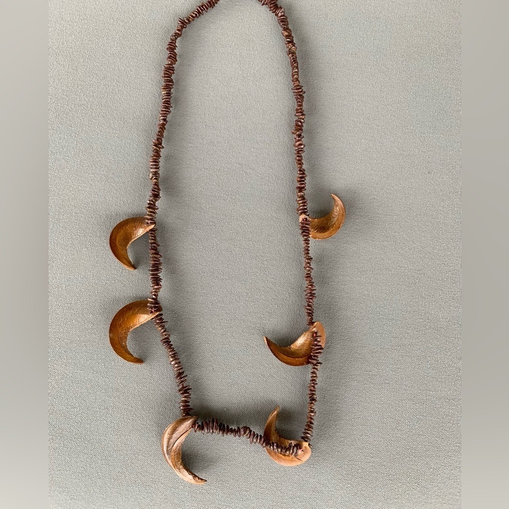 Vintage Wood Apple Seed Nut Necklace‎
